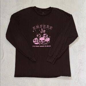 Empyre Black and Pink skull graphic Long Sleeve Tee